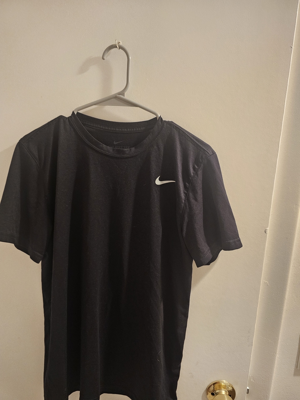 Nike Black Short Sleeve Crew with White Swoosh